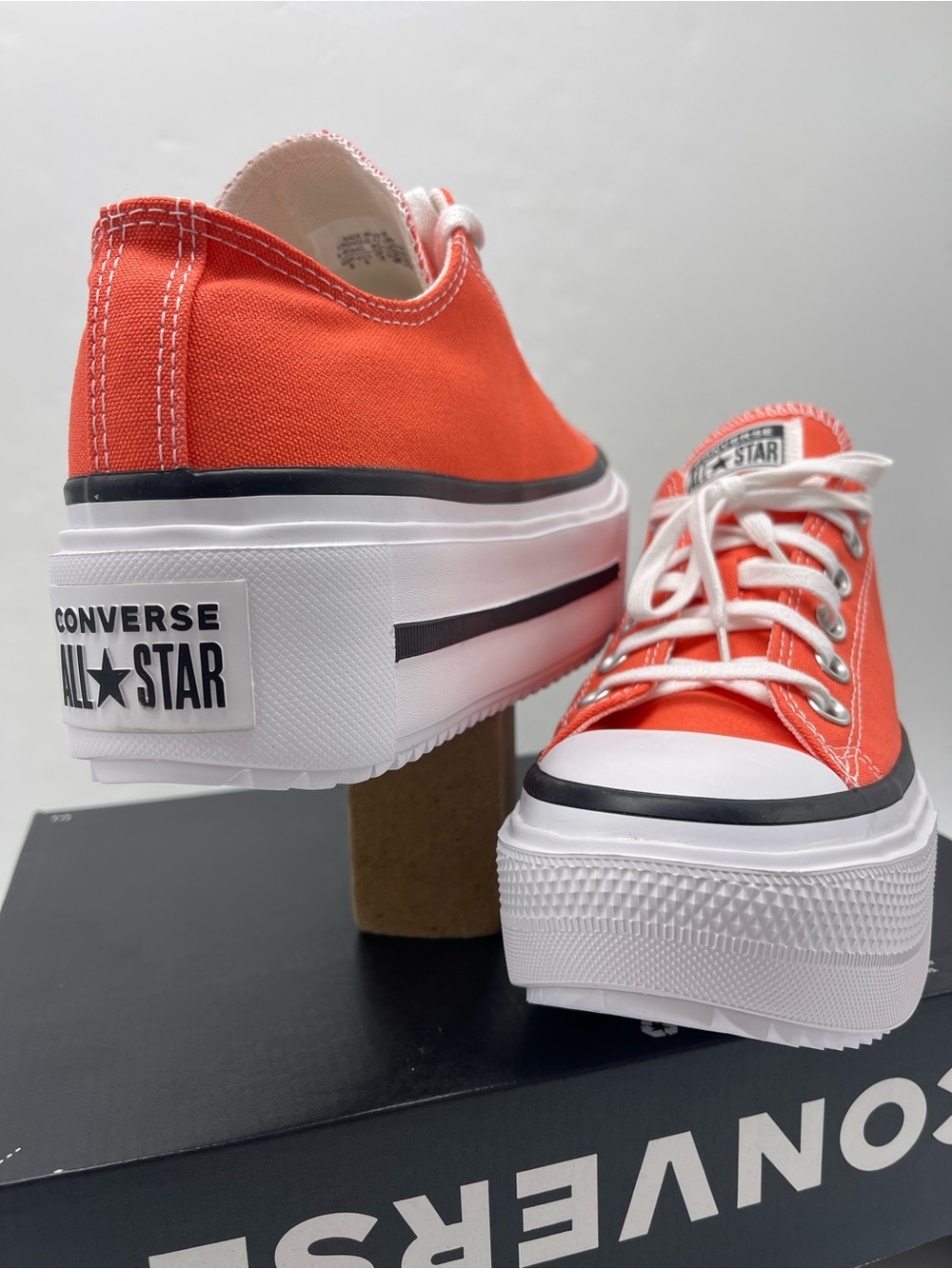 Converse WMNS CTAS LIFT DOUBLE STACK OX VERMILLION RED/WHITE Platform Sneakers - Picture 6 of 16